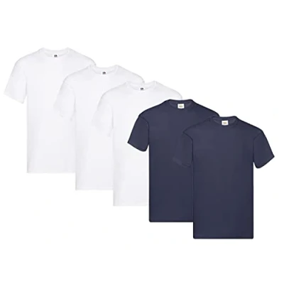 Image of Fruit of the Loom Men&#039;s Original T Shirt (Pack 1), 3 White 2Deep Navy + 1 Hl Purchase Notepad, XL