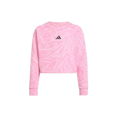 Image of adidas Sportswear Future Icons Cropped Sweatshirt True pink st tropic bloom black for kids, Size: 7 8y,