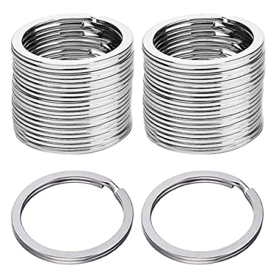 Image of 50 Pcs 30mm Round Flat Key Chain Rings Metal Split Ring Keyring Loop Connector Circular Keychain Hoops for Home Keys and DIY Crafts