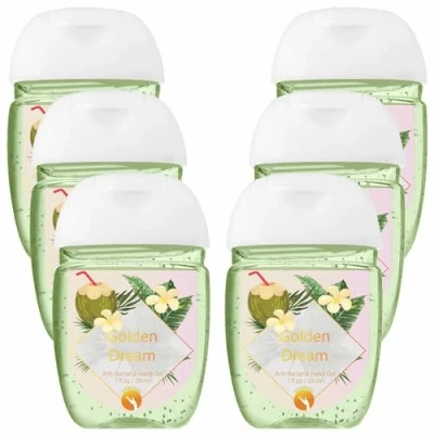 Image of HandiGel Pocket Size Hand Sanitizers Antibacterial Gel, 29ml (6x Golden dream)