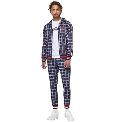 Image of Lonsdale Men&#039;s ORBOST Track Suit, Azul Marino/Rojo/Blanco, M