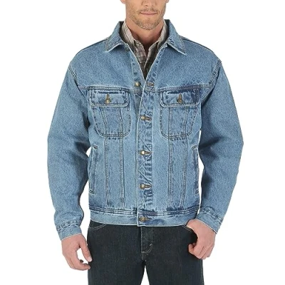 Image of Wrangler Men&#039;s Rugged Wear Unlined Denim Jacket Jacket, Vintage Indigo, XL Tall
