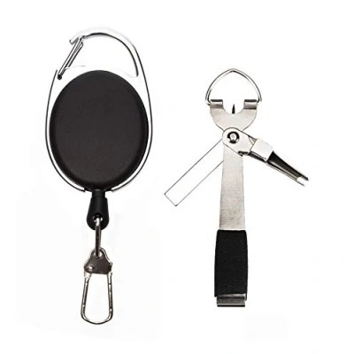 Image of NEWSHOT Fishing Quick Knot Tying Tool 4 in 1 Fly Line Clippers with Retractor Zinger Combo
