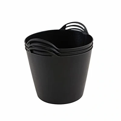 Image of BiGDUG Plastic Flexi Tubs (26 Litre) Pack of 3 Black Heavy Duty Flexible Storage Bucket Multi Purpose Round Container