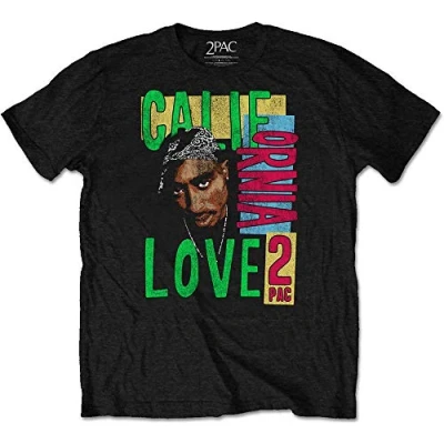 Image of Tupac Cali Love 2Pac Shakur California Mens Black T Shirt (Large)
