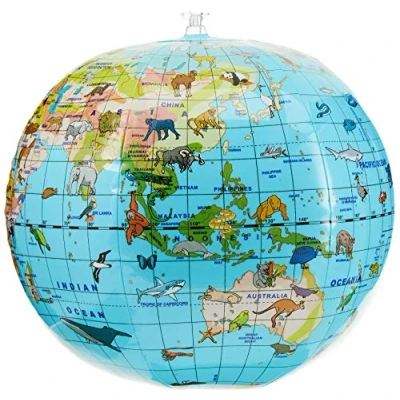 Image of CALY Inflatable globe &quot;Animals&quot; 30 cm A to discover the world with! animal kingdom and multitude of continents they belong at your fingertips! English 057B
