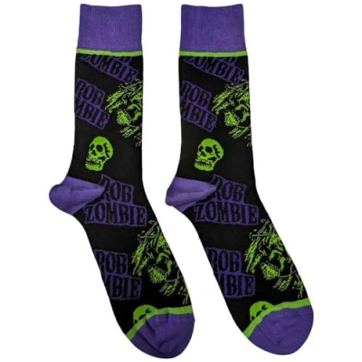 Image of Rock Off officially licensed products Rob Zombie Skull Face Logo Ankle Socks UK Size 7 11, black, M