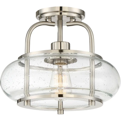 Image of Trilogy 1 Light Semi Flush Mount, Brushed Nickel, E27