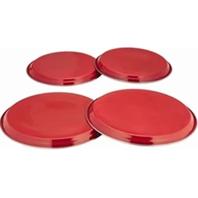 Image of Nobel Set of 4 Stainless Steel Hob Covers, Electric,Gas Hobs Oven Protector, for Kitchen Heat Resistant, Cooker Protection, Silver (Red)