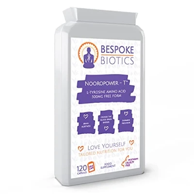 Image of L Tyrosine Supplement (500mg) 120 Capsules Free Form Better Than NALT Focus Alertness Motivation Dopamine Precursor UK Manufactured to GMP Standards Bespoke Biotics