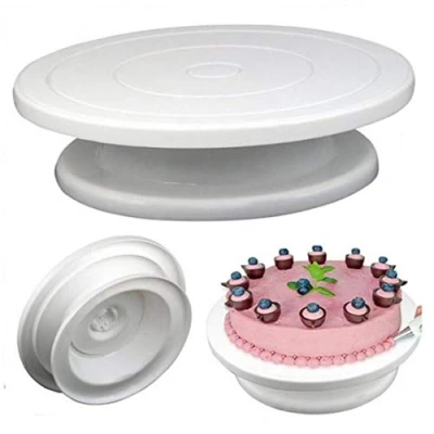 Image of 28 CM Plastic Cake Decorating Table Anti skid Turntable Rotating Stand Decoration Swivel Baking Tools