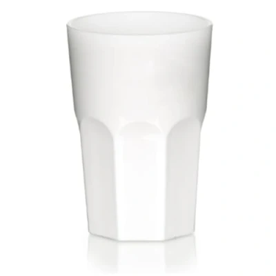 Image of AIOS Set of 5 Unbreakable Polycarbonate Classic White Plastic Tumblers. Capacity 420ml. Dishwasher Safe