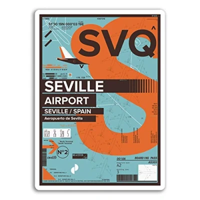 Image of 2 x 10cm Seville Airport Vinyl Stickers Spain Travel Sticker Luggage #17452 (10cm Tall)