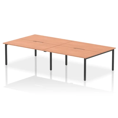Image of Evolve Plus 1600mm B2B 4 Person Bench Desk Beech Top Black Frame