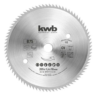 Image of kwb Circular Saw Blade 205 x 18 mm, Made in Germany, Very Fine Cuts, Suitable for Wooden Panels, Profile Wood and Softwood