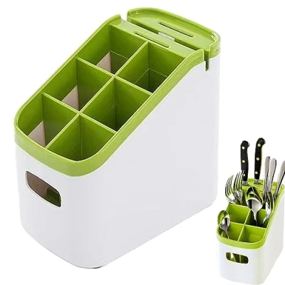 Image of Lambo Cutlery Drying Rack Holder Racks For Knifes Fork Spoon Kitchen Utensil Basket Large Capacity Chopsticks Storage Drainer With Slots Sink