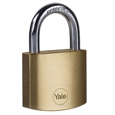 Image of Yale Y110B/40/122/1 Standard Security 40mm Brass Padlock Open Hardened Steel Shackle 3 Keys