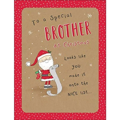 Image of Piccadilly Greetings Character Christmas Card Brother 8 x 6 inches
