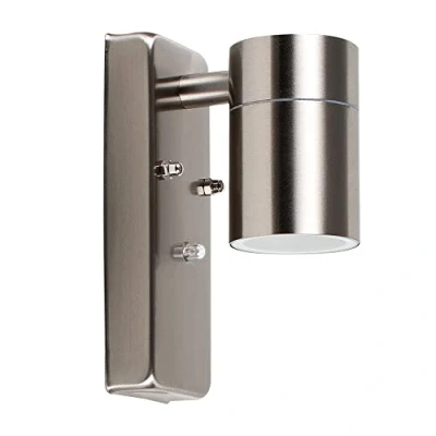 Image of MiniSun Modern Stainless Steel Dusk to Dawn Sensor Outdoor Garden Wall Down Light IP44 Rated Complete with a 5w LED GU10 Bulb [6500K Cool White]