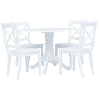 Image of vidaXL 5 Piece Dining Set Solid Rubber Wood White