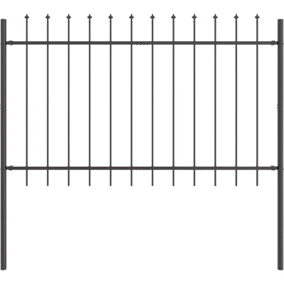 Image of vidaXL Garden Fence with Spear Top Grey 1,7x1,2 m Steel