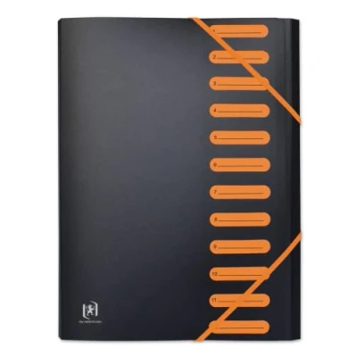 Image of OXFORD Expanding File 12 Pocket A4 Cover Polypropylene Two Tone Black/Orange