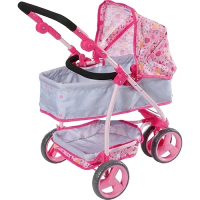 Image of BABY born Pram with Folding Hood, Converts from Classic to a Sporty Jogger, Storage For Accessories, Fits 43cm Dolls, Children Aged 3+, 834145 Zapf Creation