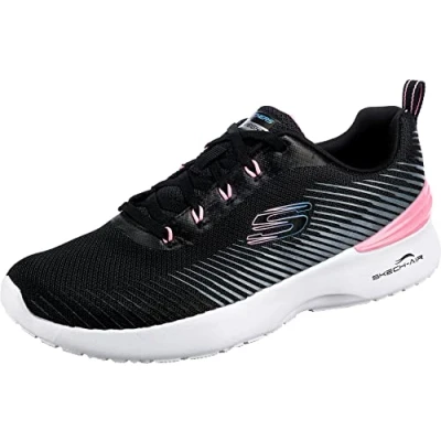 Image of Skechers Women&#039;s Skech AIR Dynamight Sneaker, Black Mesh/Pink Trim, 7 UK