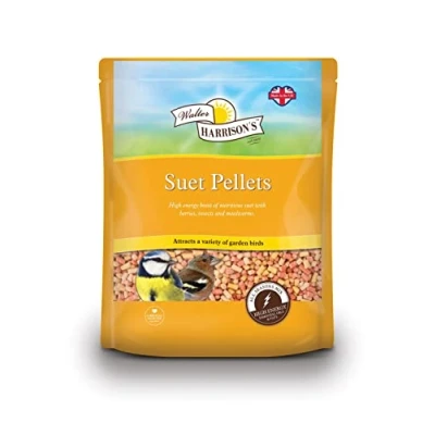 Image of Walter Harrisons Suet Pellets Wild Bird Food Variety Pouch for Garden Birds Berry, Insect &amp; Mealworm Flavours 4kg