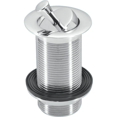 Image of McAlpine BWU60SPH CB 1¼&quot; Chrome Plated Brass Basin Waste Backnut Model: 60mm Flange x 3½&quot; Tail with Swivel Handle Plug