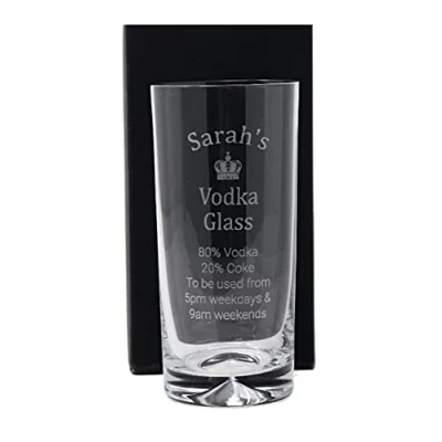 Image of Regalo Personalised Dimple Highball Glass Vodka% Design (Cardboard Gift Box)