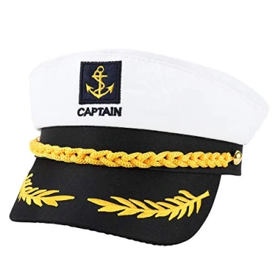 Image of angelikashalala Adult Sailor Hat Adjustable Captains Halloween Cosplay Ship Boat Captain for Navy Marine Admiral