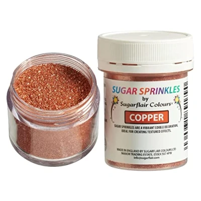Image of Sugarflair Copper Edible Glitter Sugar Sprinkles for Cake Decorating, Sprinkle on Cakes, Cupcakes and Treats 40g