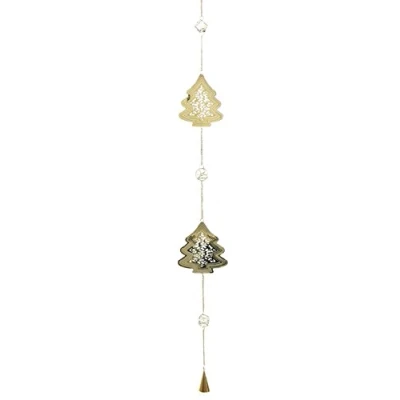 Image of Festive Productions Metal Garland with Trees, 116 cm Gold