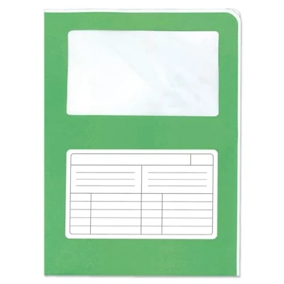 Image of Blasetti Document Folders with Window Sintex Chrome Green Jade Binder for Office, A4 Size, Pack of 50 Pieces, 120 g Single Use Paper, Open on Two Sides