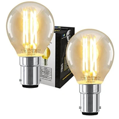 Image of 2 x Filament Vintage 4w LED Golf Ball Light Bulb B15 Small Bayonet Clear Glass