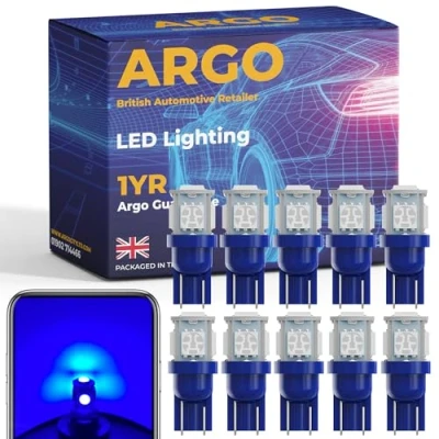 Image of Argo 501 Led Bulbs 5 Smd Xenon Ice Blue Car Light Interior Upgrade Map Dome Courtesy Van Capless Wedge 194 168 T10 W5w Bulb Side 12v