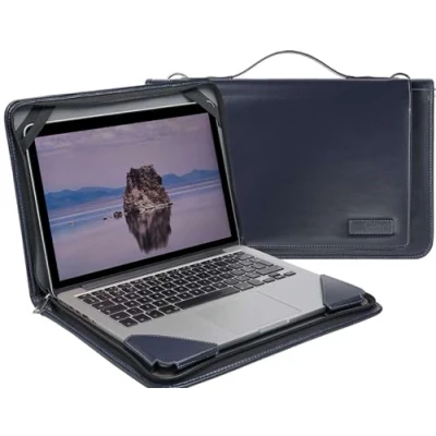 Image of Broonel Blue Leather Laptop Messenger Case Compatible with ASUS Zenbook S 13 OLED 13.3&quot;