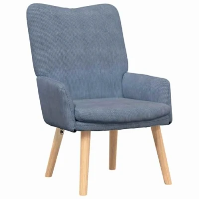 Image of vidaXL Relaxing Chair Blue Corduroy Fabric