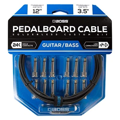 Image of BOSS BCK 12 Solderless Pedalboard cable Kit foot + Right angle/Straight 1/4&quot; Plug Connectors to Make 6 Custom Cables