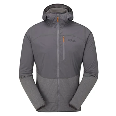 Image of Rab Men&#039;s Ascendor Summit Full Zip Lightweight Hooded Fleece Jacket for Climbing, Hiking, &amp; Mountaineering Graphene Large