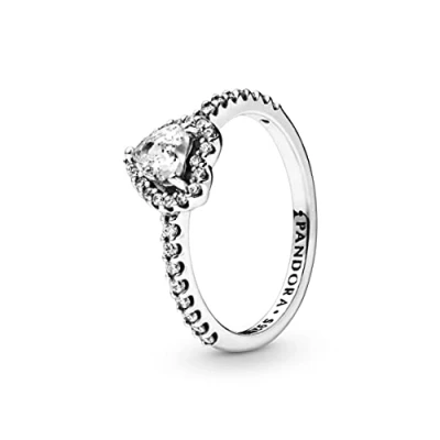 Image of PANDORA Timeless Women&#039;s Sterling Silver Elevated Heart Ring, Size 50, No Box