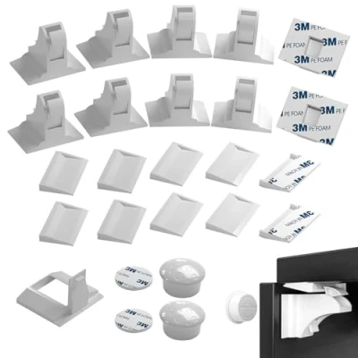 Image of Cupboard Locks for Children (10 + 2 Keys), Lychico Child Safety Magnetic Cabinet Locks,Baby Cabinets and Drawers,3M Adhesive Proof Latches, No Screws or Tools Needed