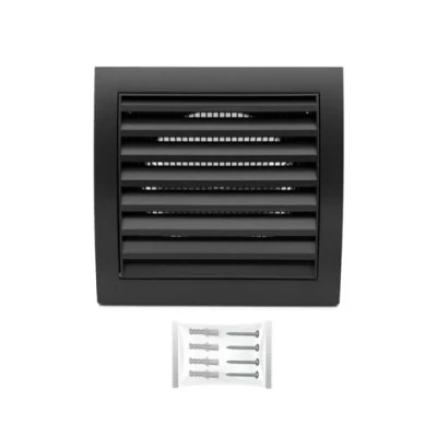Image of H&amp;C Vent Anthracite Ventilation Grille with Connector and Insect Protection 6 x 6Inch / 150 150mm │ Extractor Air Covers for Inside Outside Pipe Wall Door Window