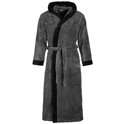 Image of Di Vadini Prato Unisex Bathrobe with Hood Sizes XXS 5XL / Öko Tex Standard 100 Black Small