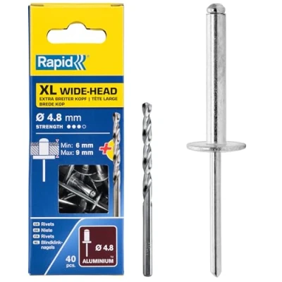 Image of Rapid XL Rivets Including Drill Bit, Ø4.8 x 16 mm, Pack of 40, 5000665