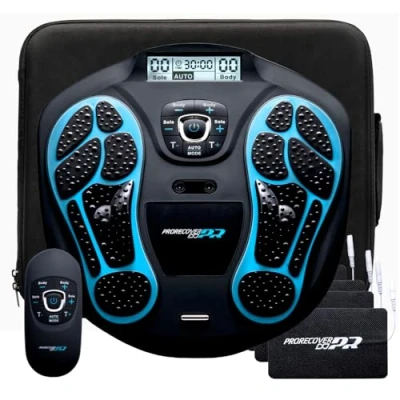 Image of ProRecover EMS Foot Massager &amp; Tens Machine for Pain Relief Muscle Recovery Circulation Blood Booster Feet and Legs 99 Intensity Levels 24 Massage Patterns