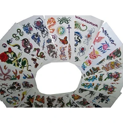 Image of 10 or 20 sheets Mens boys Black Celtic Chinese Dragons, skulls, scorpion, eagle, birds &amp; Tiger style Temporary Tattoos for parties, gifts, etc by Fat catz copy (10x tattoos)