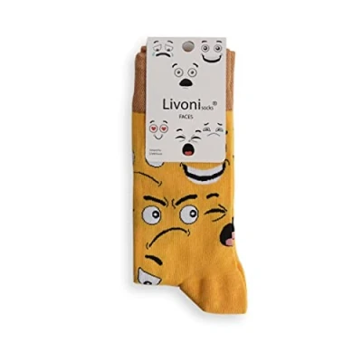 Image of Livoni Faces Regular Socks 35 38, Multi Coloured, S