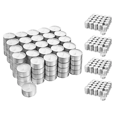Image of simpa 500 Unscented White Wax Tealights Candles 4 Hour Burn Time
